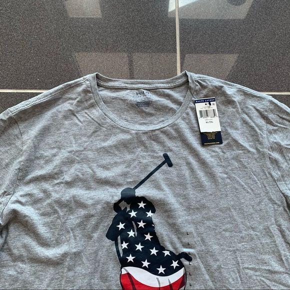 Polo Ralph Lauren Men's Stars & Stripes Big Pony USA Flag T-Shirt Gray ALL SIZES - Picture 5 of 6